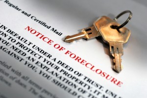 House keys and foreclosure notice